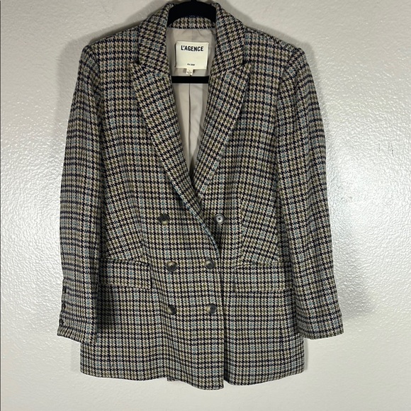 L’AGENCE Aimee Tweed Houndstooth Boyfriend Blazer - Picture 5 of 9